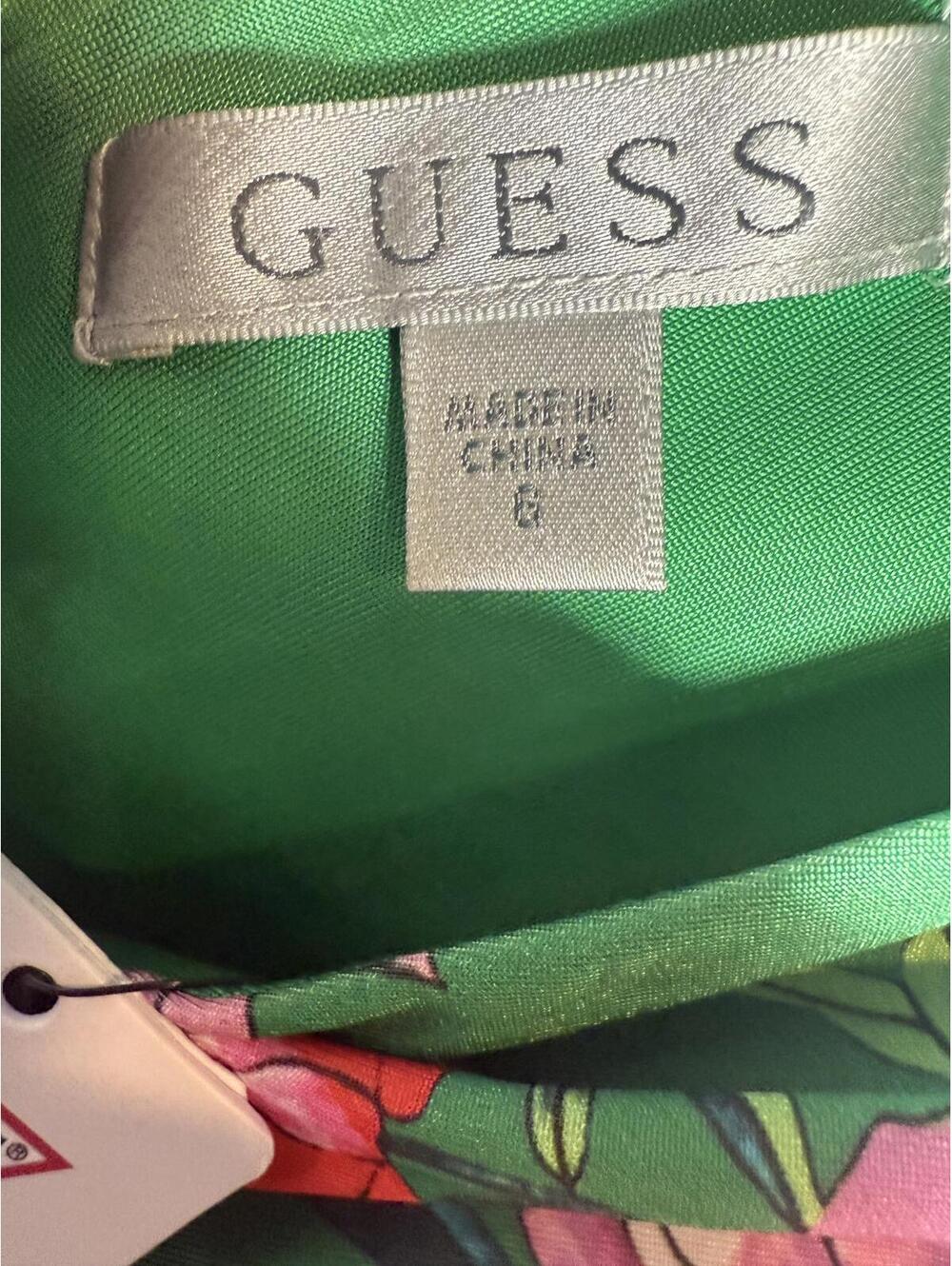 NWT GUESS Green Floral Ruched Sleeveless Mini Dress Size 6 - Picture 6 of 7